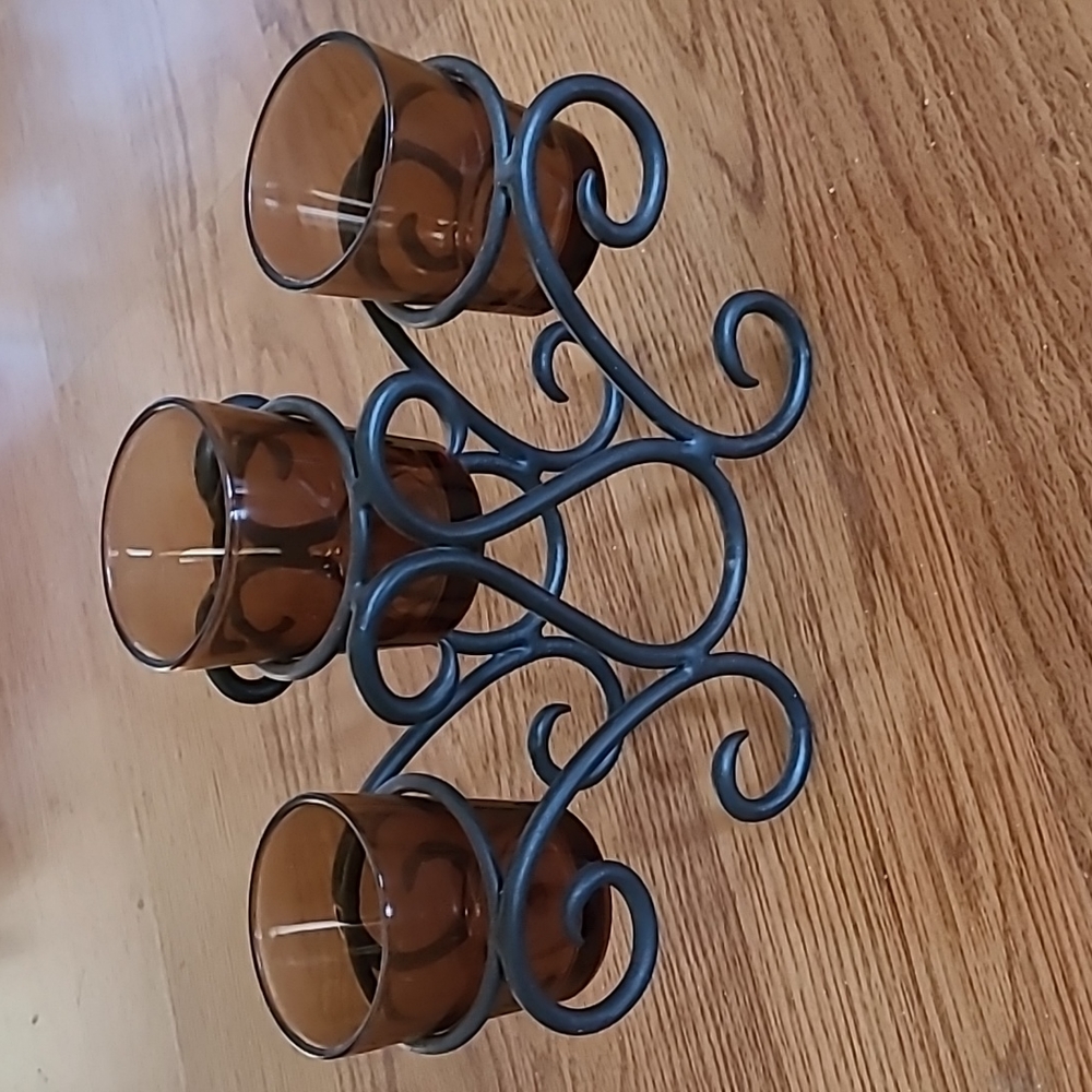 Metal Scroll Candle Holder